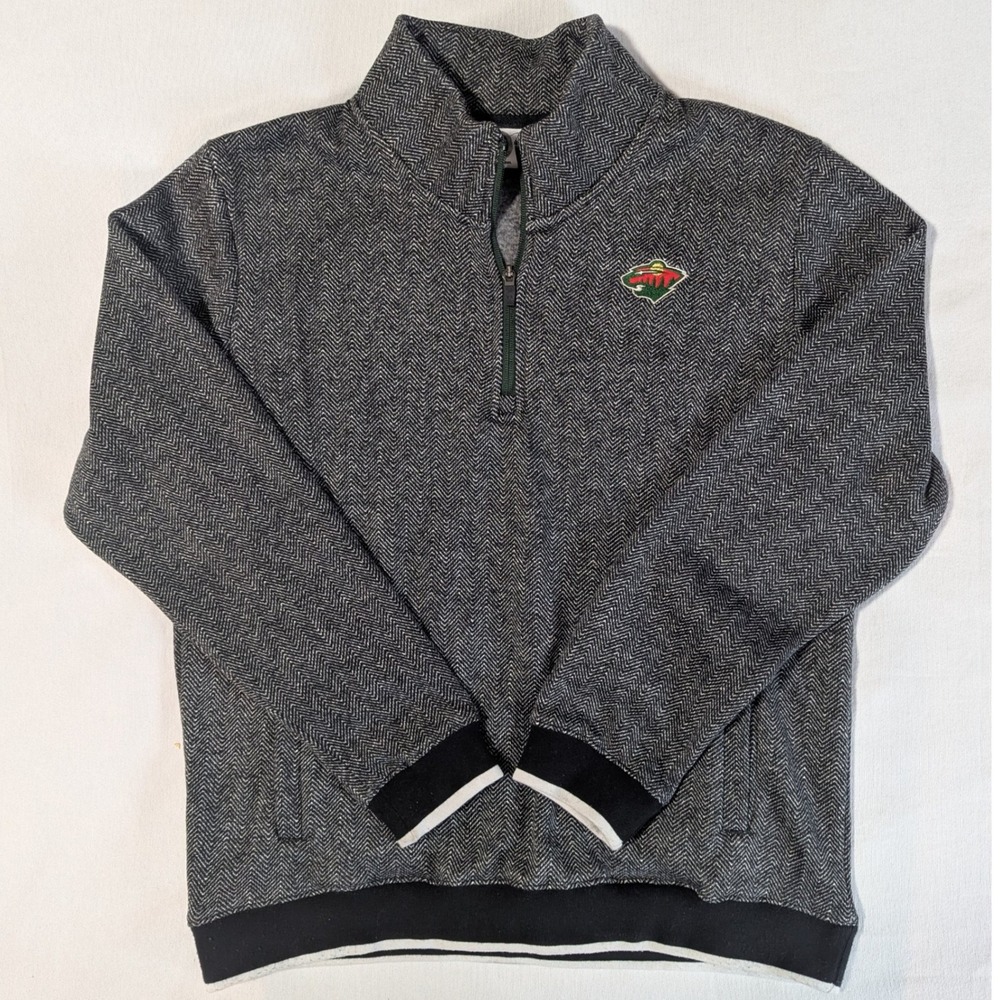 NHL Minnesota Wild Herringbone Fleece 1/4 Zip Pullover Jacket Pockets